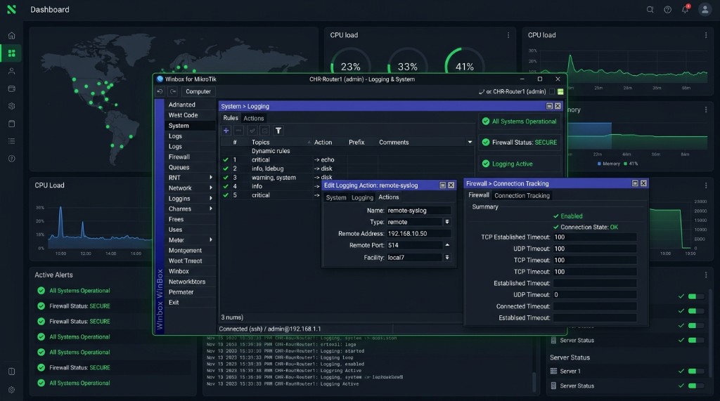 MikroTik Winbox System Logging ve Remote Syslog ayarları